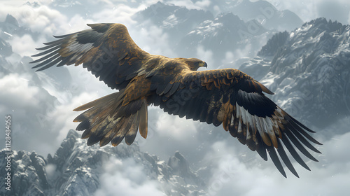 eagle in flight over mountain