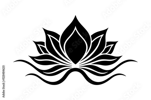 Boho Lotus Flower Silhouette Vector Design