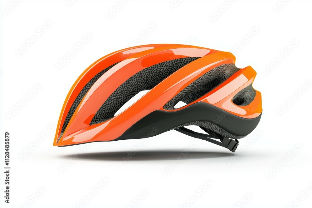 A helmet with orange and black stripes A helmet with orange and black stripes