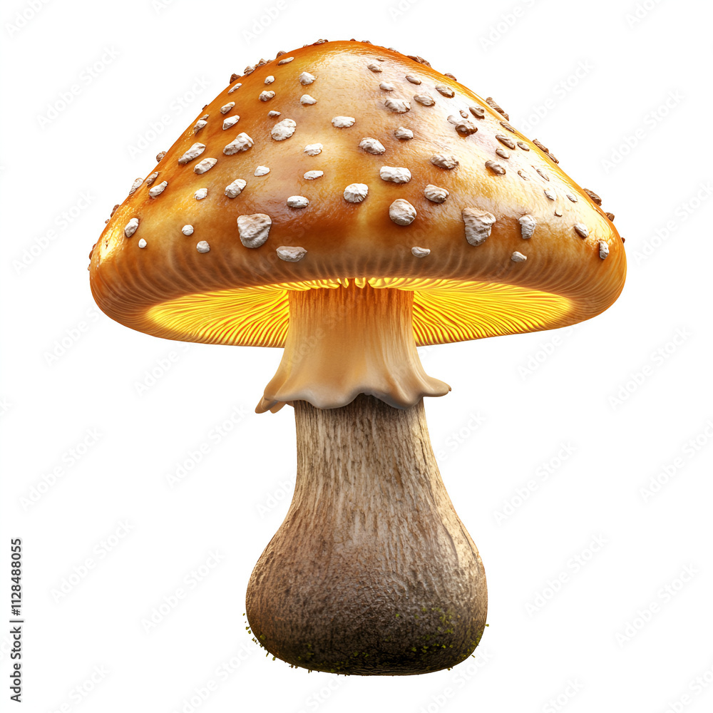 Glowing Mushroom on White Background Glowing Mushroom on White Background