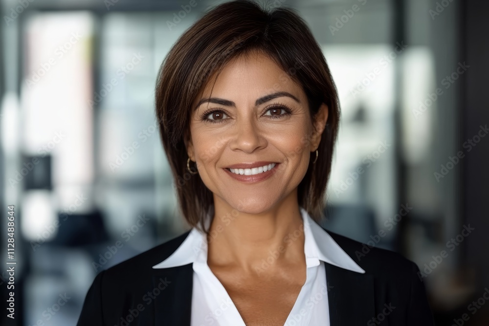 Confident hispanic female adult in professional office setting Confident hispanic female adult in professional office setting