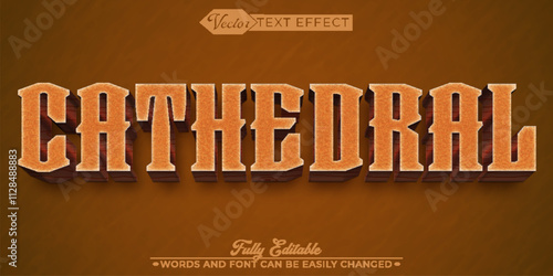 Brown Cathedral Vector Editable Text Effect Template