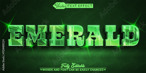 Green Shiny Gems Emerald Vector Editable Text Effect Template