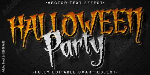 Cartoon Halloween Party Vector Editable Text Effect Template