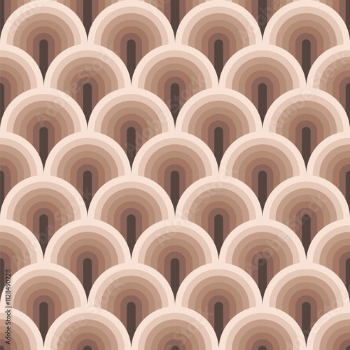 Retro waves wallpapers pattern, Seamless repeating vector pattern, brown mocha mousse colors