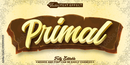 Cartoon Wooden Primal Vector Editable Text Effect Template