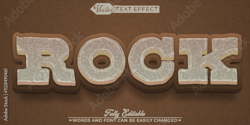 Cartoon Brown Rock Vector Editable Text Effect Template