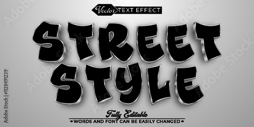 Black and White Graffiti Street Style Vector Editable Text Effect Template