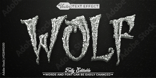 Gray Wolf Fur Vector Editable Text Effect Template
