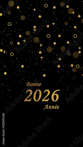 Wallpaper Mural Carte de voeux Bonne année 2026 en francais chic et simple, noir et or, format portrait Torontodigital.ca