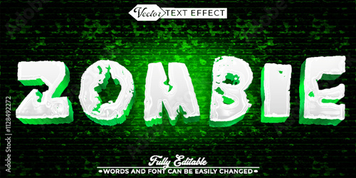 Green Zombie Creature Vector Editable Text Effect Template