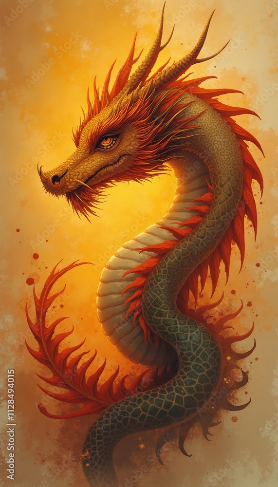 Chinese dragon representing strength and prosperity during the vibrant celebrations of Chinese New Year festivities in the evening glow Chinese dragon representing strength and prosperity during the vibrant celebrations of Chinese New Year festivities in the evening glow