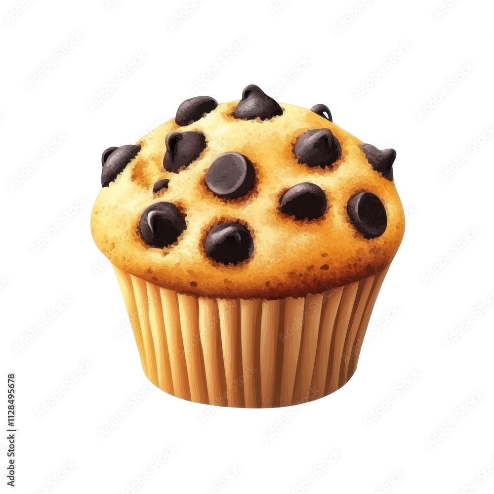 Indulging in freshly baked chocolate chip muffins at a cozy bakery tempting. Transparent background Indulging in freshly baked chocolate chip muffins at a cozy bakery tempting. Transparent background