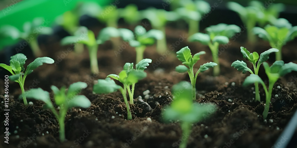 Seedlings Growing in Fresh Soil Seedlings Growing in Fresh Soil