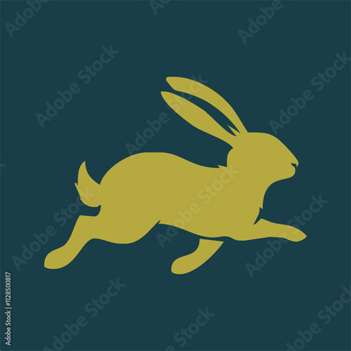 Rabbit silhouettes. Easter bunnies. Isolated on a white backdrop. A simple black icons of hares. Cute animals. Ideal for logo, emblem, pictogram, print, design element for greeting card.
