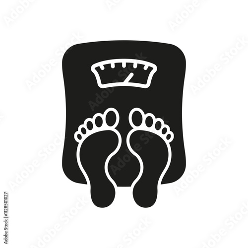 Weight Measurement Silhouette Icon. Body Weight, Fitness, Dieting, Weight Loss, Health, Wellness, and Medical Check-Up. Isolated Vector Illustration