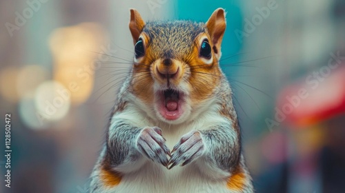 A Surprised Squirrel With Mouth Open Wide