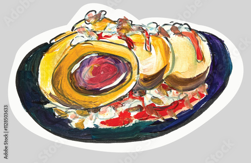 Fruit dumplings - hand drawn illustration vector with editable background