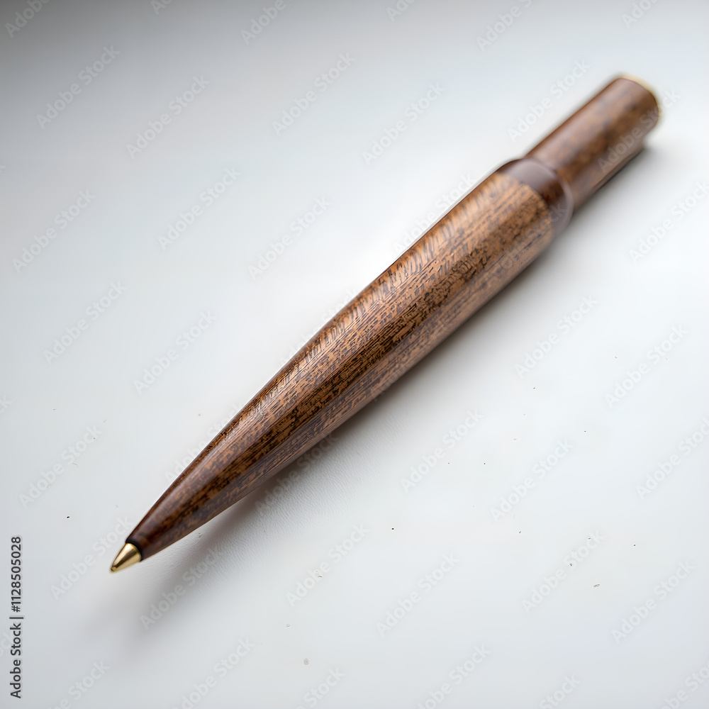Sleek and elegant wooden pen showcase with intricate textures on a neutral background, photography of product concept. Sleek and elegant wooden pen showcase with intricate textures on a neutral background, photography of product concept.