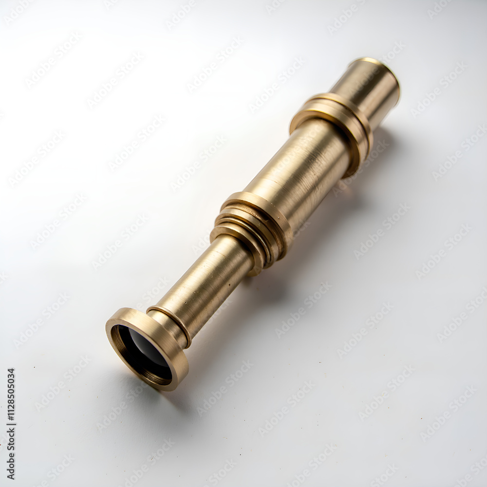 An elegant brass telescope component highlighting intricate details and shine, photography of macro concept. An elegant brass telescope component highlighting intricate details and shine, photography of macro concept.