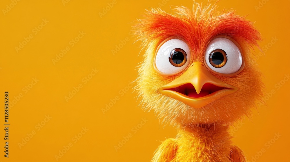 Adorable Orange Fluffy Bird Cartoon Character Adorable Orange Fluffy Bird Cartoon Character