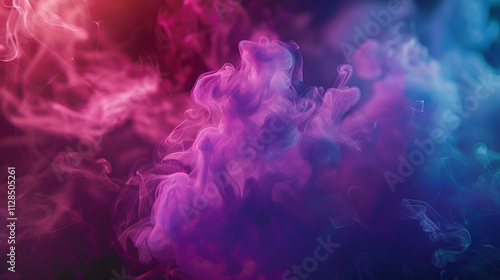  a vibrant and abstract composition of colorful smoke or vapor clouds The colors blend beautifully, ranging from deep purples to bright pinks and electric blues, creating a dynamic and ethereal 