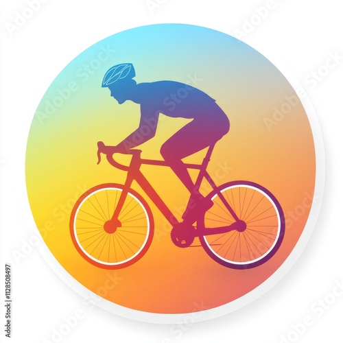 Colorful Cyclist Silhouette Design photo