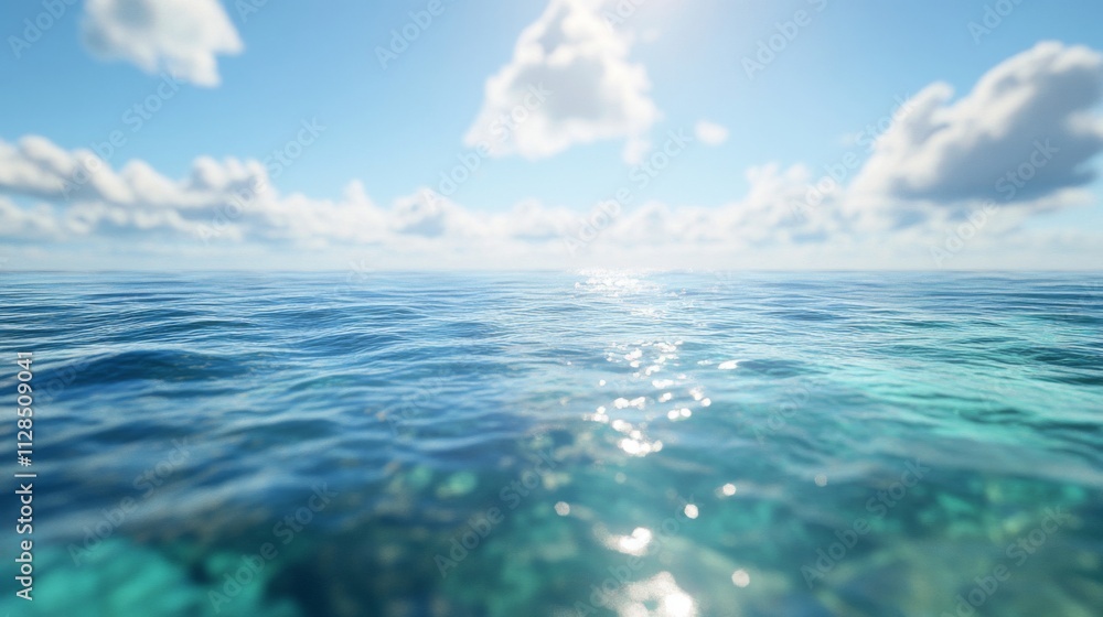 Fototapeta premium Serene Ocean Scene Under A Sunny Sky