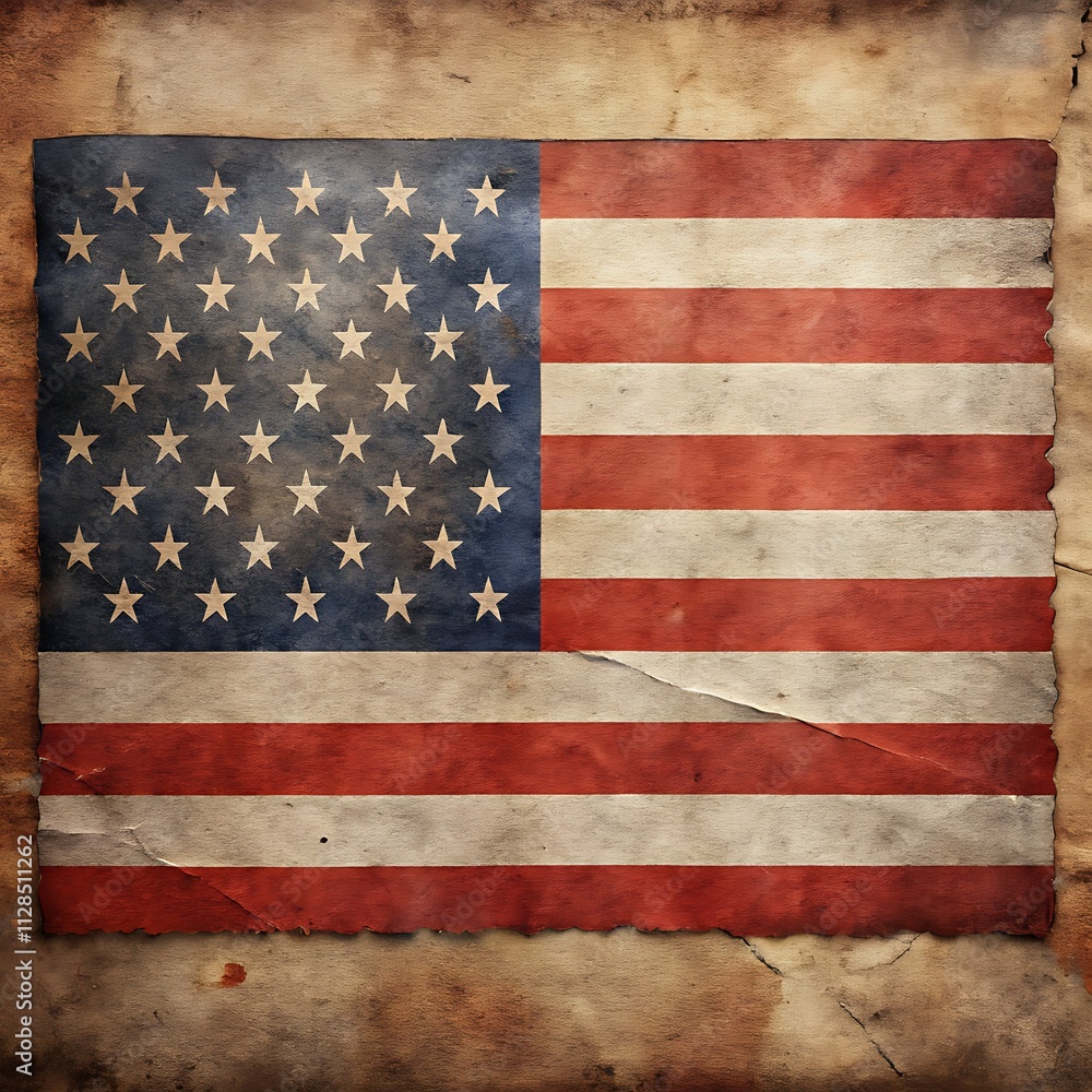 Naklejka premium Antique rustic American flag background Memorial Day and 4th of July holiday background