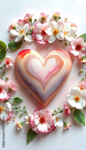 heart rests at the center, infused with gentle shades of pink, peach, and lavende