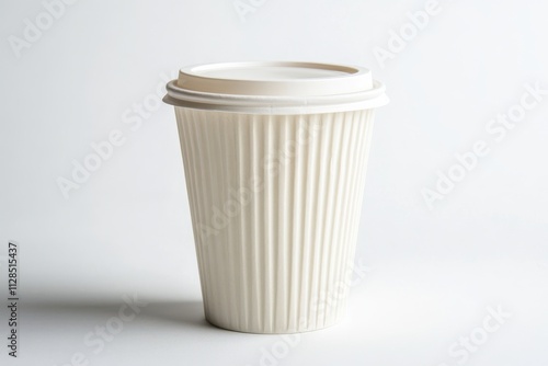 Wallpaper Mural White paper cup with textured surface and lid isolated on white background, ideal for beverages or takeout branding Torontodigital.ca