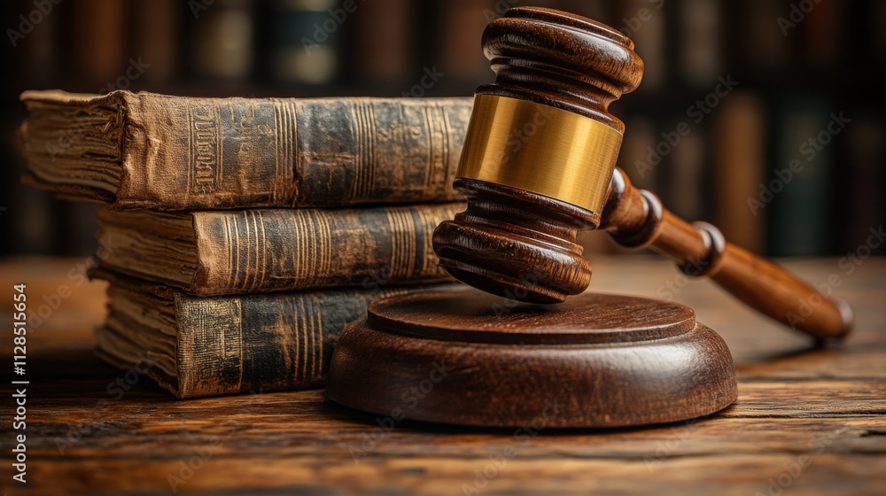 piles judicial court files and judge gavel on the work tabl