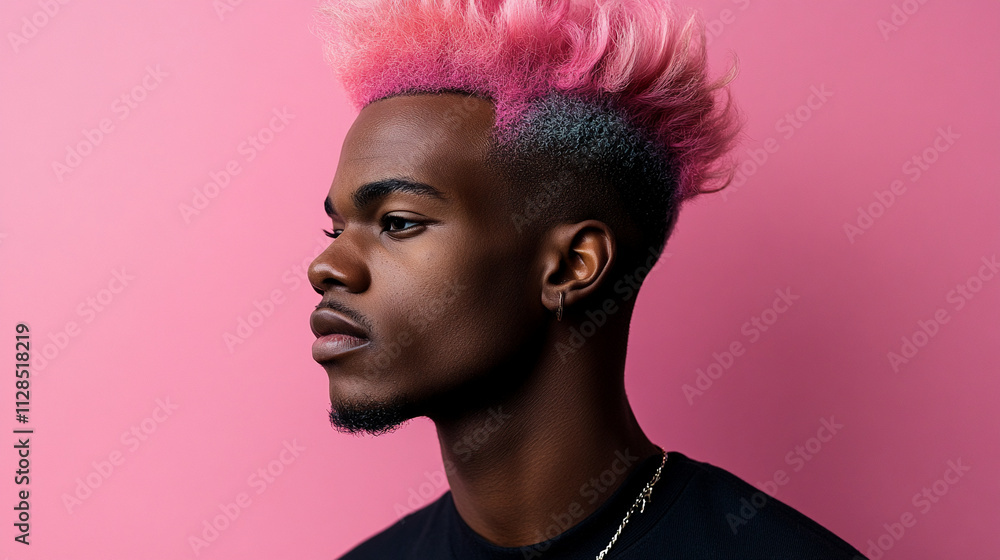 Black man with pastel-colored hair styled fashionably, showing bold and creative personal style for modern and trendy looks Black man with pastel-colored hair styled fashionably, showing bold and creative personal style for modern and trendy looks