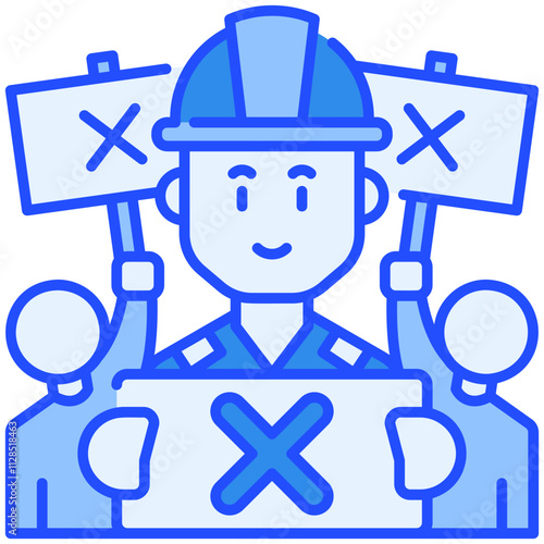labour Protest Blue Color Icon