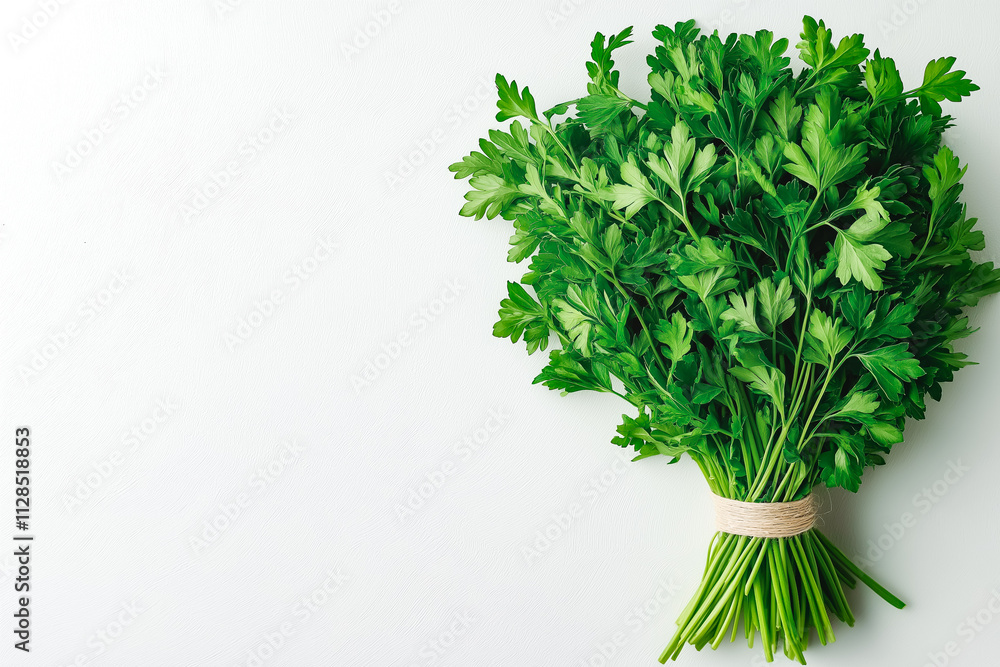 Bundle of Fresh Parsley on White Bundle of Fresh Parsley on White