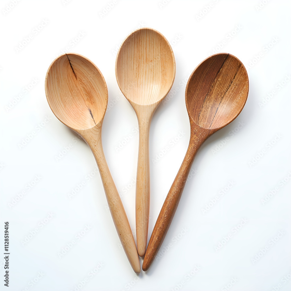Beautifully crafted wooden spoons a trio of unique kitchen essentials, photography of product photography concept. Beautifully crafted wooden spoons a trio of unique kitchen essentials, photography of product photography concept.
