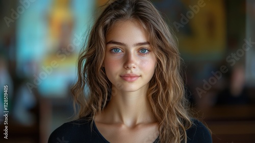 portrait of young woman in the church biblical character