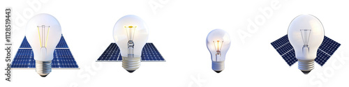 Renewable solar energy power and sustainable lighting solution with solar panel light bulbs and innovative ideas for a clean eco friendly and efficient energy future photo