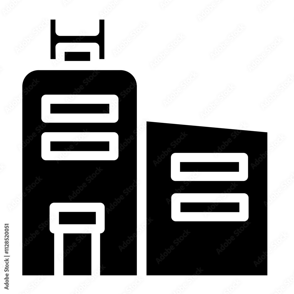 Hospital Medical Building Glyph Icon Hospital Medical Building Glyph Icon