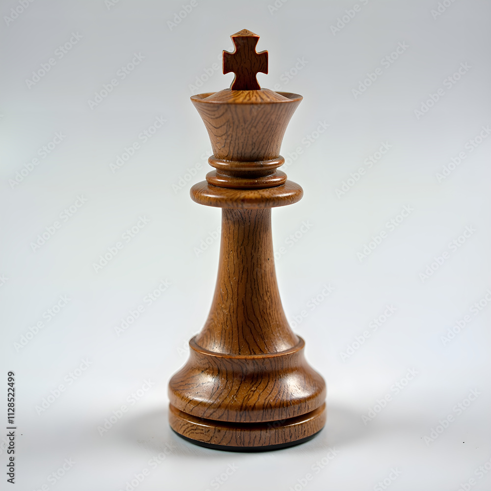 Elegant wooden chess king piece set against a soft background for strategic game enthusiasts, photography of product photography concept. Elegant wooden chess king piece set against a soft background for strategic game enthusiasts, photography of product photography concept.