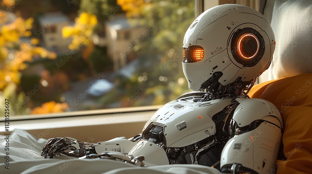 Mechanical Robot in a Bedroom Setting Mechanical Robot in a Bedroom Setting