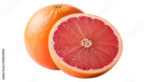 Orange grapefruit slices withisolated on white background  photo