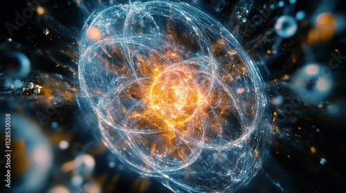 Dynamic depiction of atomic particles in motion