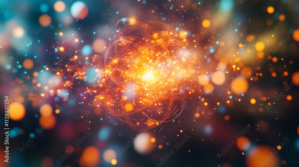 Fototapeta premium Abstract glowing particles with vibrant colors and dynamic motion