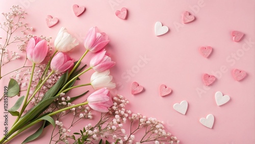 Abstract Pink Background with Hearts - Perfect for Celebrating Mother's Day, Valentine's Day, and Birthdays in Soft Spring Colors