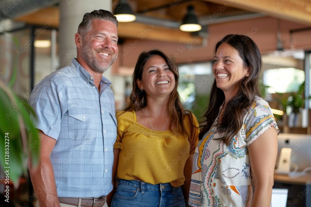 Portrait of a smiling business team standing in a coffee shop. Portrait of a smiling business team standing in a coffee shop.