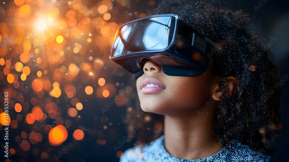 Child Explores Virtual Worlds in VR Headset Child Explores Virtual Worlds in VR Headset