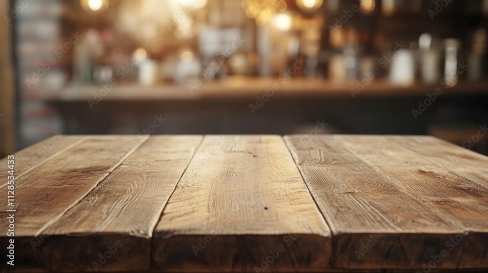 Rustic Wooden Tabletop Blurry Bar Background Rustic Wooden Tabletop Blurry Bar Background