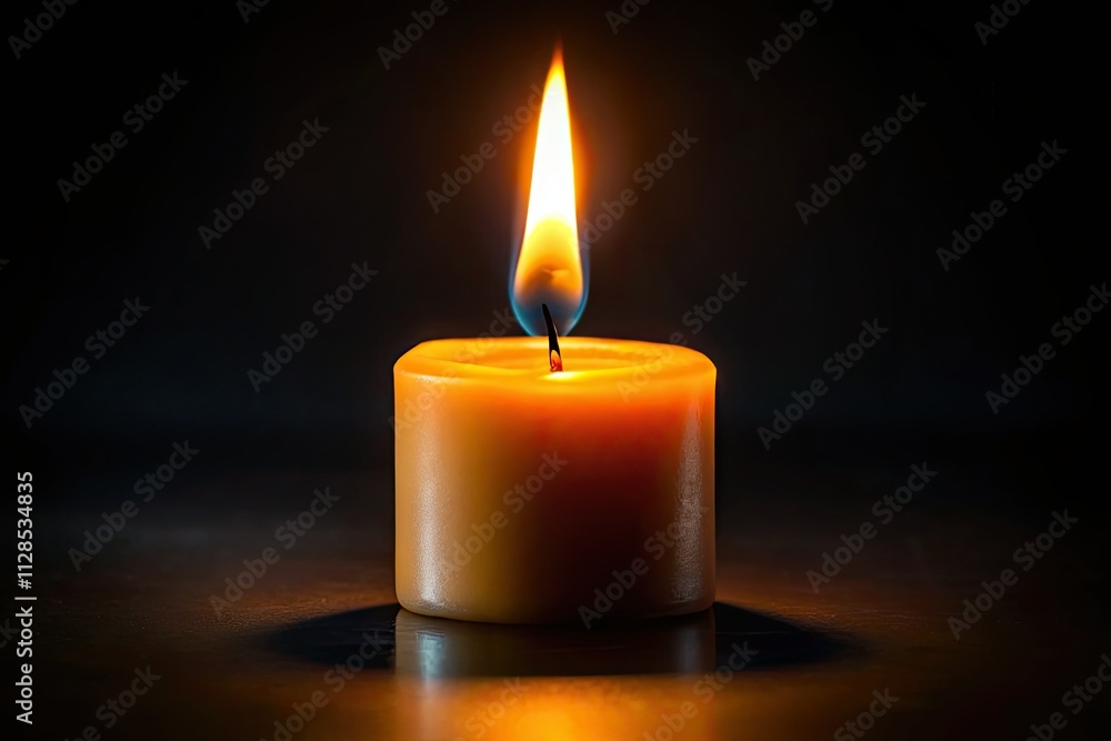 Miniature candle flame, dramatically lit against a black backdrop, captured with tilt-shift for a captivating miniature effect. Miniature candle flame, dramatically lit against a black backdrop, captured with tilt-shift for a captivating miniature effect.