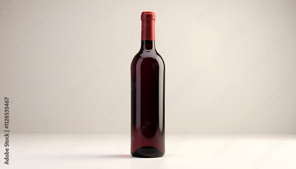 Red wine bottle mockup showcasing packaging design